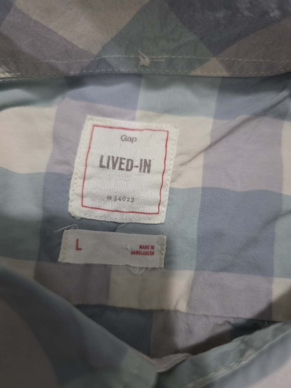 Gap VTG Lived-In Plaid Button-Up Shirt in Light Blue & White